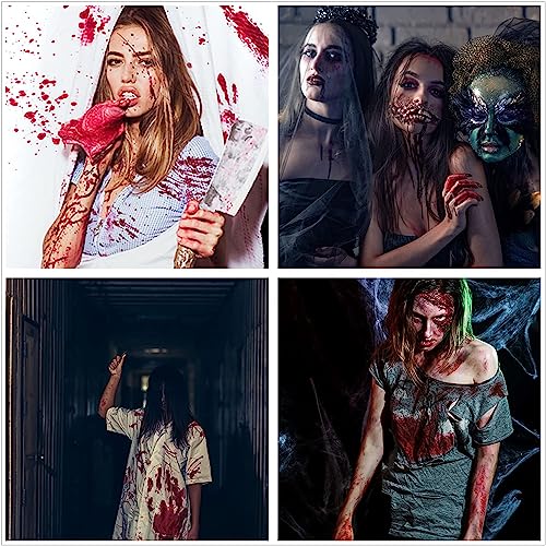 BOBISUKA Halloween Fake Blood Makeup Kit - Realistic Washable Special Effects SFX Makeup Coagulated Blood + Dripping Blood + Spray For Zombie Vam