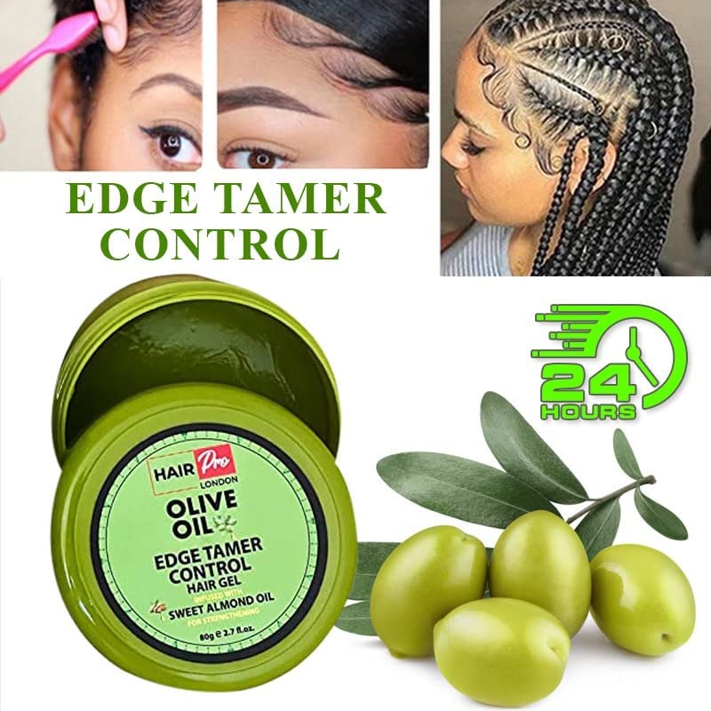 HAIRPRO LONDON OLIVE OIL EDGE CONTROL HAIR GEL INFUSED WITH SWEET ALMOND OIL 80G
