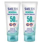 Safe Sea Zinc Oxide Sunscreen SPF50 | Clear Mineral Face Sunscreen Without White Cast | Anti-Jellyfish Sting Protective Lotion | Coral Reef Safe