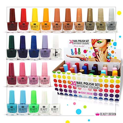 Beauty4Britain Bright Nail Polish Set 24/48 Modern Shades 5 ML Colourful Caps UK Seller (Colour Set B (24 bottles))