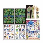 (Gift Package)60pcs 4 sheets Sonic the Hedgehog Temporary Tattoos for Kids Party Supplies, 2 Sheet Glow-in-the-dark Tattoo included. …