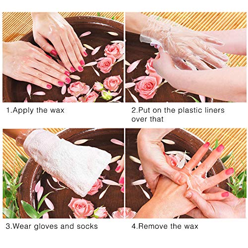 SelfTek 200Pcs Paraffin Wax Bath Liners Disposable Plastic Hand and Foot Bags for Pedicure Hot Spa Wax Treatment Thermal Paraffin Wax Therapy wit