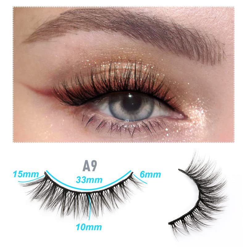 EMEDA 10 Styles False Eyelashes Natural Look 3D Short and Soft Fake Eyelashes Faux m ink Lashes Fluffy And Wispy Eye Lashes 10 Pairs 100% Handmad
