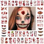 Alfresco Halloween Cosplay Temporary Tattoo-50Pcs Face Temporary Tattoos Stickers, Halloween Tattoos Make Up Stickers For Halloween Cosplay Decor