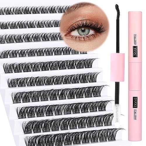 Lash Clusters DIY Eyelash Extensions 96pcs Cluster Lashes Wispy False Eyelashes C D Curl Individual Lashes Extensions 8-16MM Mega Fluffy Eyelash