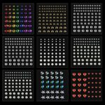 DIVAWOO 9 Sheets Bindi Dots Face Gems Face Jewels-Crystal Rainbow Heart Pearl Rhinestones For Women Eye Makeup Festival Accessory Nail Art Decora