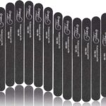 12 PCS Nail Files Professional Set of 12-100/180 - Double Sided Grits Long Lasting Emery Boards for Acrylic & Natural Nails (Black)