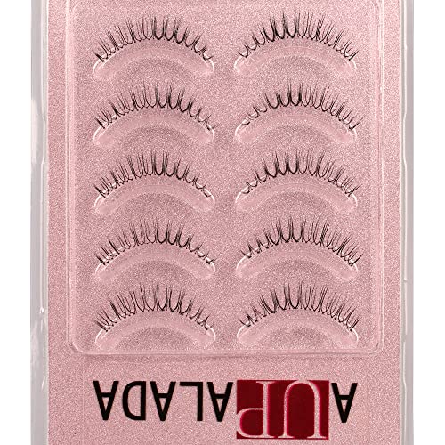 Aupalada False Eyelashes Wispy Lashes Natural Look Clear Band Lashes Pack Light Volume Soft Strip Fake Lashes 5 Pairs Multipack, Tatti lashes, Fa