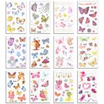suchkawe 130 Styles Butterfly Glitter Tattoos for Kids, 12 Sheets Butterfly Tattoos Temporary for Kids, Butterfly Tattoo Stickers for Kids Girls