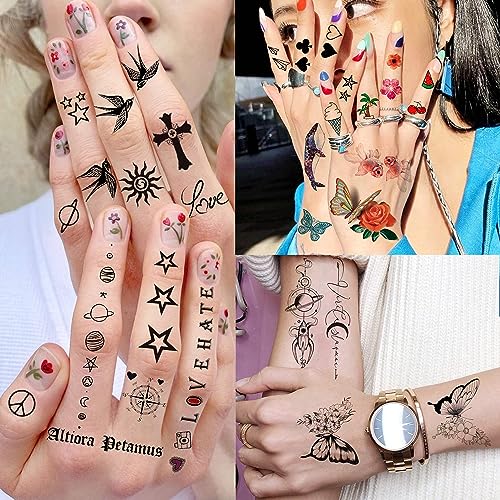 EGMBGM 66 Sheets 430+ PCS Cute Temporary Tattoos For Women Men Adults, Watercolor Butterfly Flower Lavender Fake Tattoo Stickers Kids Boys Girls,