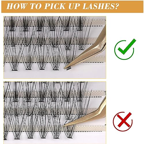 Moyutt Individual Cluster DIY Eyelash Extensions 240pcs D Curl LASH Volume Eyelash Clusters Extensions Wispy Lashes Cluster DIY at Home 8-16mm(40