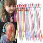 ACEHOME 24 Pcs Kids Hair Extensions with Hair Clips, Clip-on Neon Hair Braid Extensions for Girls Hair Decor Birthday Party Favors Children Perfo