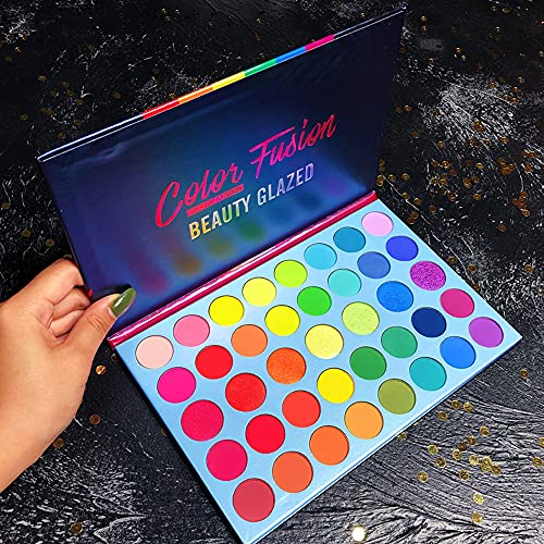 Beauty Glazed 39 Colors Eyeshadow Powder Palette Glitter Shiny Golden Eyeshadow Highly Pigmented Shimmer & Matte Metallic Waterproof Smooth Powde