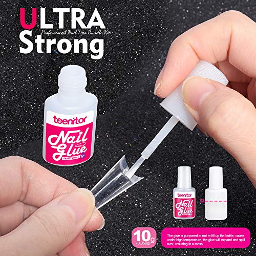 Clear Nail Tips, Artificial French Acrylic Press on Nails Set, 500 Pcs Coffin Half Cover Natural False Nails with Nail Glue Nail Files Buffer Shi