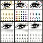Bilizar 6 Sheets Bindi Dots Face Jewels Face Jewelry For Women Face Gems Stick On Eye Forehead Crystals Sticker Tears Rainbow Pearl Rhinestones F