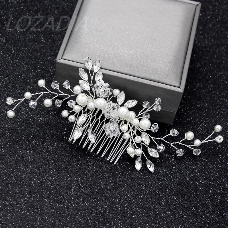Bridal Flower Side Hair Clips,Pearl Hair Pieces Comb Bridal Headpiece for Brides Bridesmaid,Girls,Women,Hair Comb Wedding Prom Birthday Party Hai