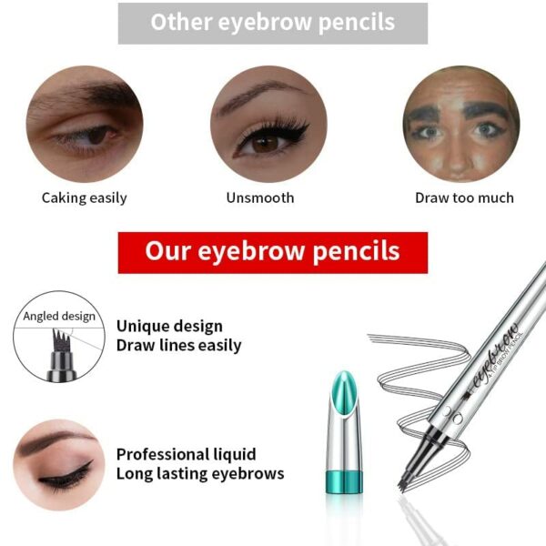 Eyebrow Pencil - Waterproof Tattoo Brow Pen With Fork Tip Long-Lasting Brow Tint For Makeup Rapid Natural Brow Beginners (DARK BROWN)